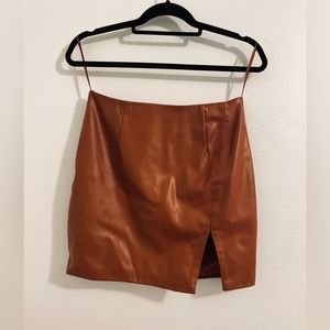 Brown Leather Skirt! Worn once!